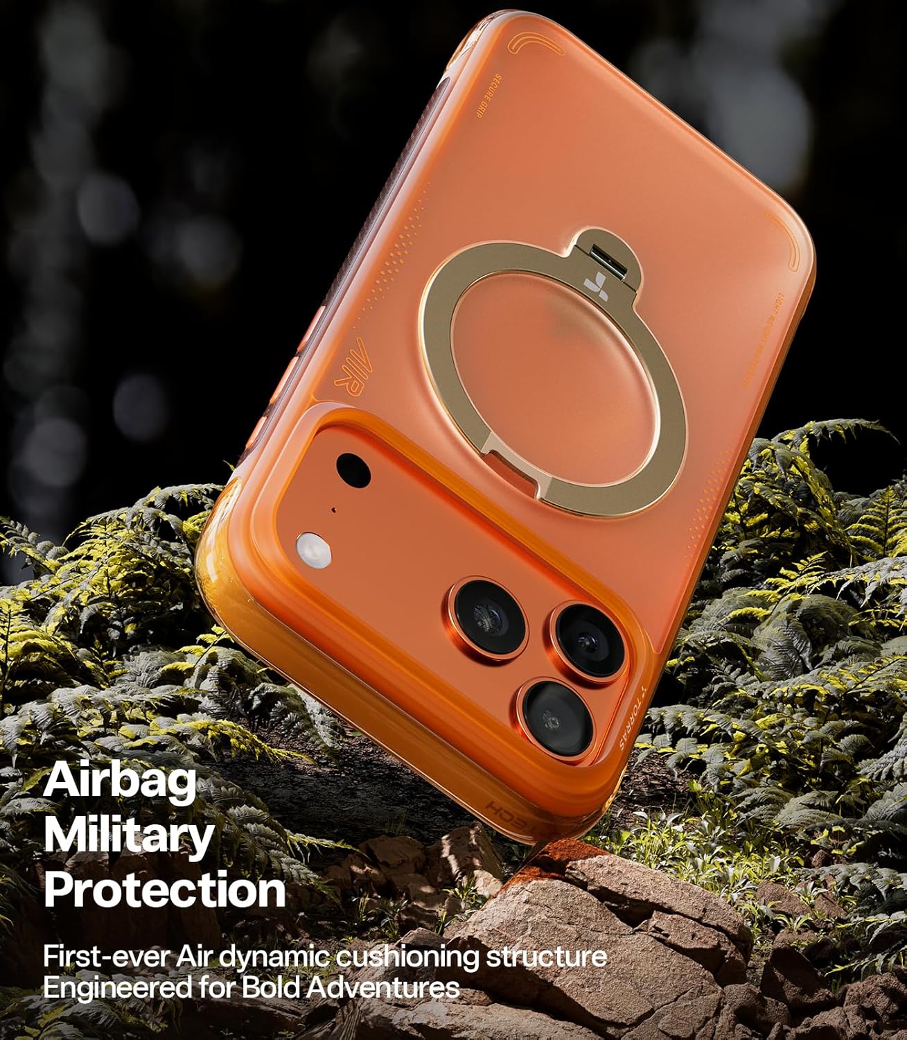 TORRAS Ostand Q3 Air iPhone 17 Pro Max Hoesje MagSafe 360° Kickstand Oranje afbeelding 4