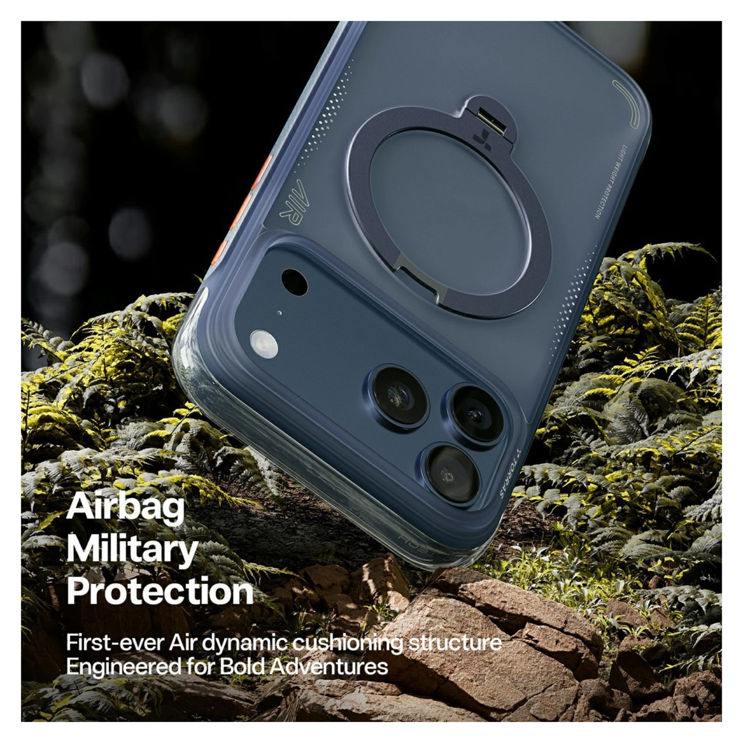TORRAS Ostand Q3 Air Apple iPhone 17 Pro Hoesje MagSafe 360° Kickstand Blauw afbeelding 7