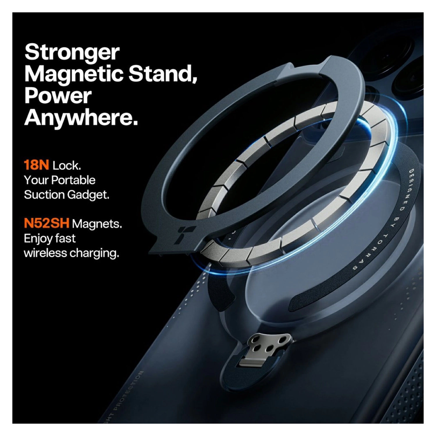 TORRAS Ostand Q3 Air iPhone 17 Pro Max Hoesje MagSafe 360° Kickstand Blauw afbeelding 6