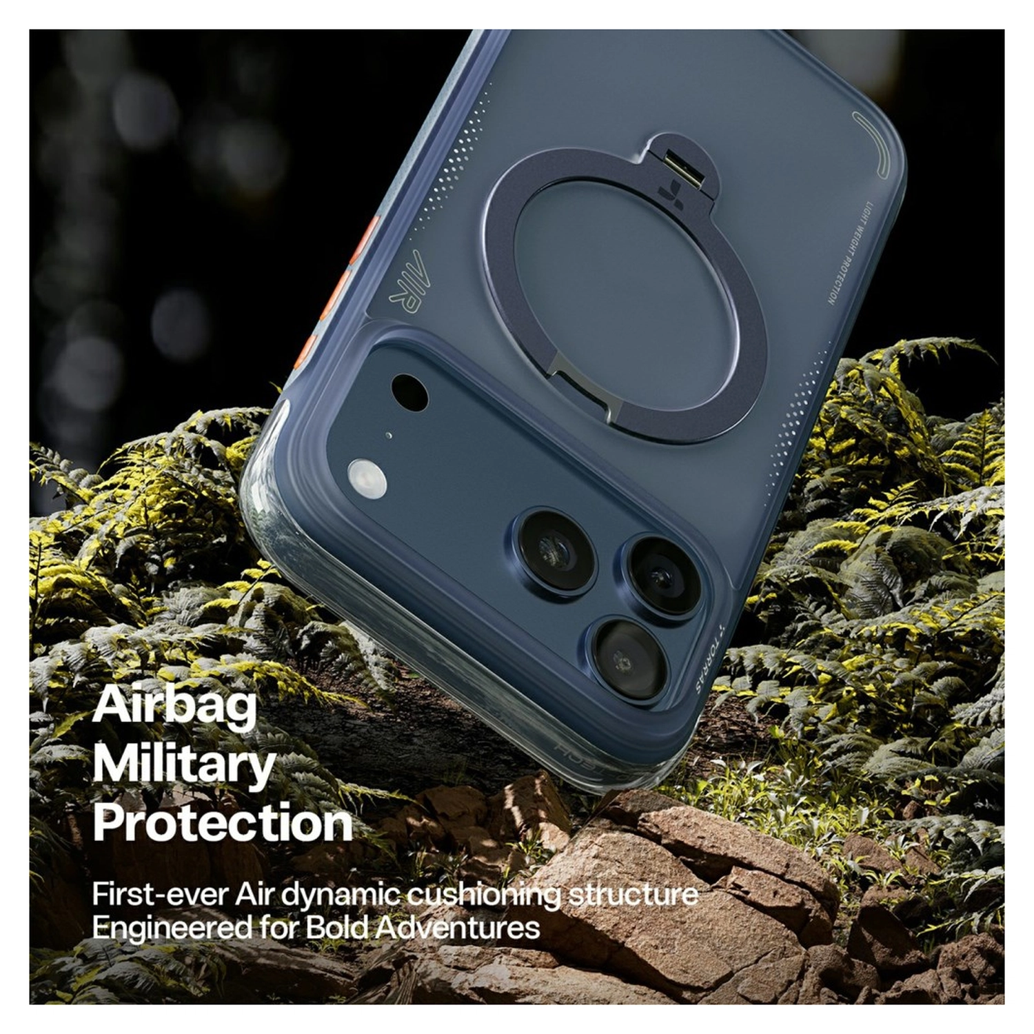 TORRAS Ostand Q3 Air iPhone 17 Pro Max Hoesje MagSafe 360° Kickstand Blauw afbeelding 7