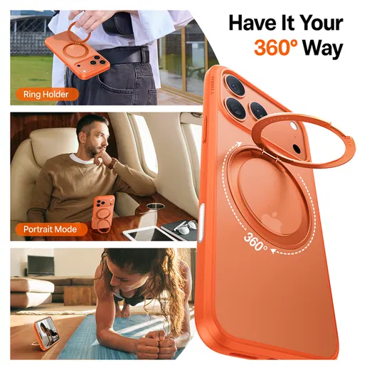 TORRAS Ostand Pro Apple iPhone 17 Pro Max Hoesje 360° MagSafe Stand Oranje afbeelding 3