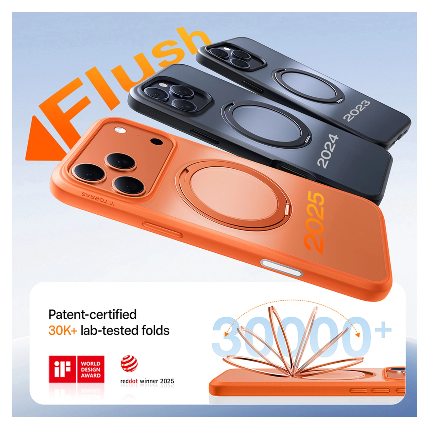 TORRAS Ostand Pro Apple iPhone 17 Pro Max Hoesje 360° MagSafe Stand Oranje afbeelding 4