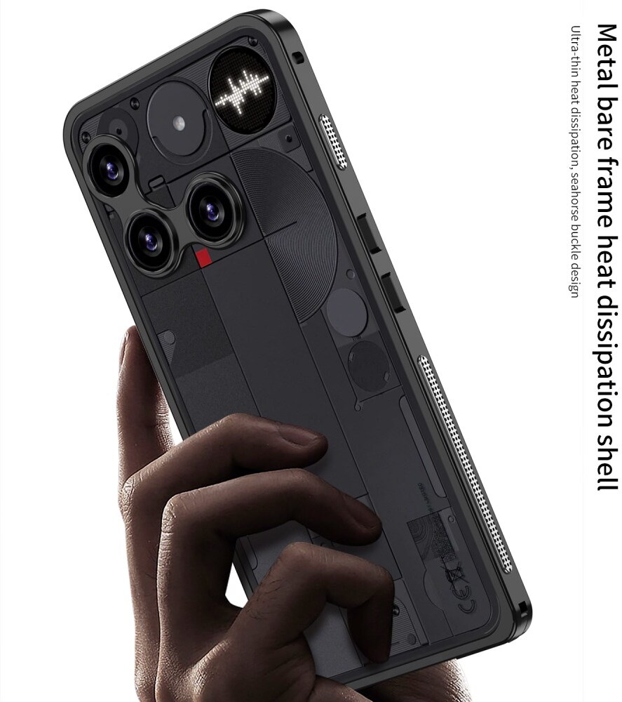 Nothing Phone (3) Hoesje Metalen Frame met Camera Protector Zwart afbeelding 3