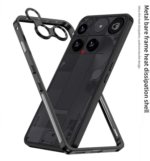 Nothing Phone (3) Hoesje Metalen Frame met Camera Protector Zwart afbeelding 2
