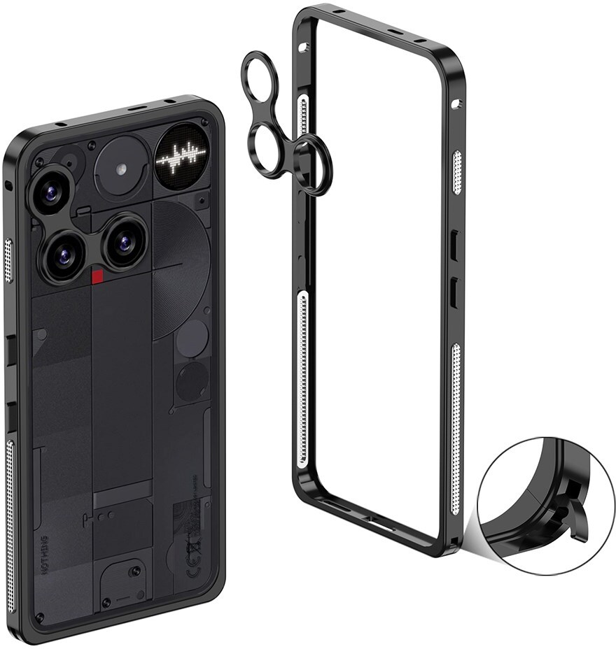 Nothing Phone (3) Hoesje Metalen Frame met Camera Protector Zwart afbeelding 1