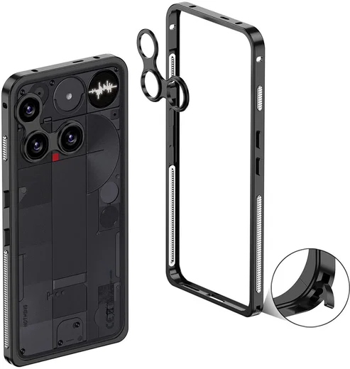 Nothing Phone (3) Hoesje Metalen Frame met Camera Protector Zwart afbeelding 1