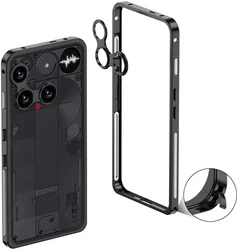 Nothing Phone (3) Hoesje Metalen Frame met Camera Protector Zwart afbeelding