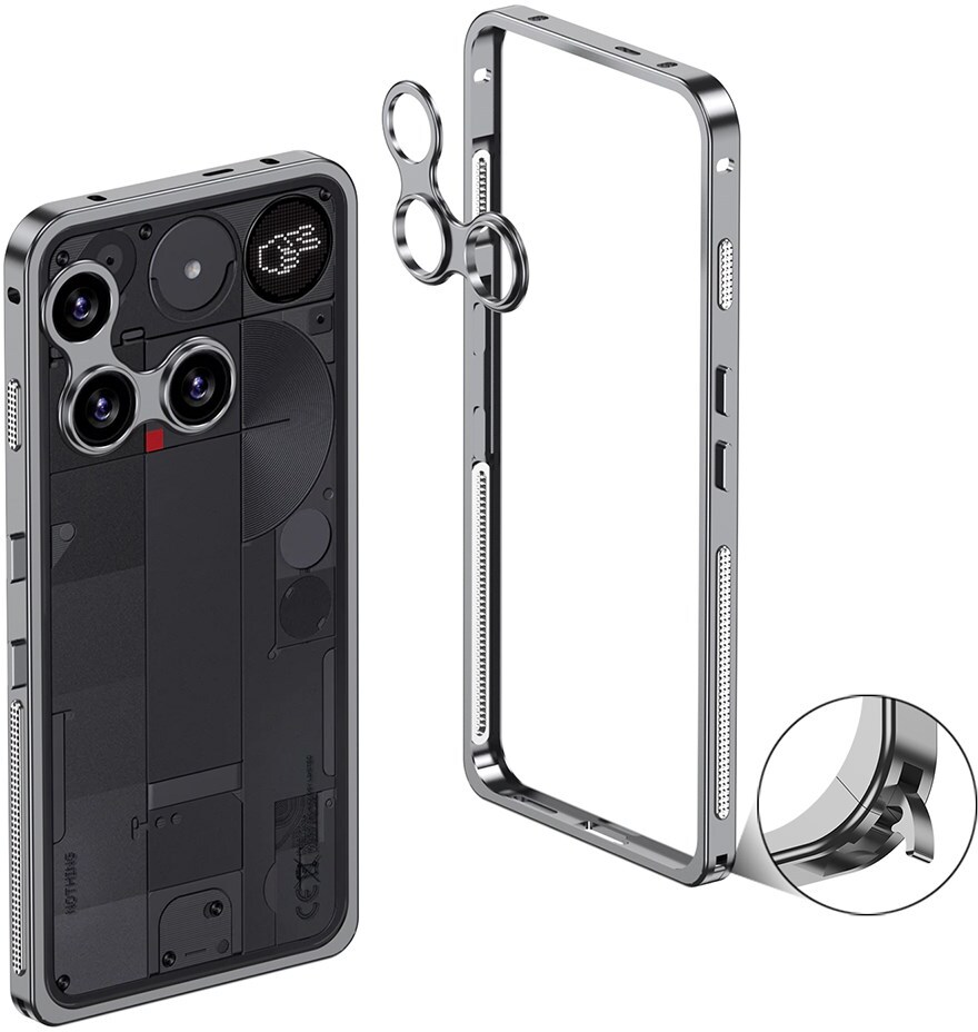 Nothing Phone (3) Hoesje Metalen Frame met Camera Protector Grijs afbeelding 1