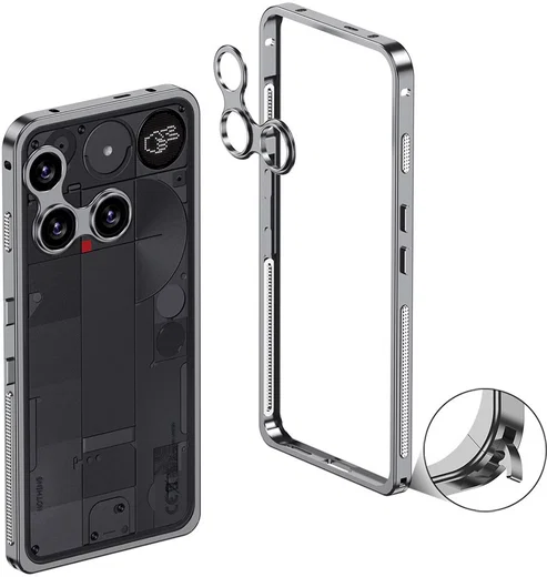 Nothing Phone (3) Hoesje Metalen Frame met Camera Protector Grijs afbeelding 1