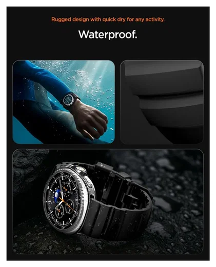 Spigen WBS2 - Samsung Galaxy Watch 8 Siliconen Bandje - Zwart afbeelding 7