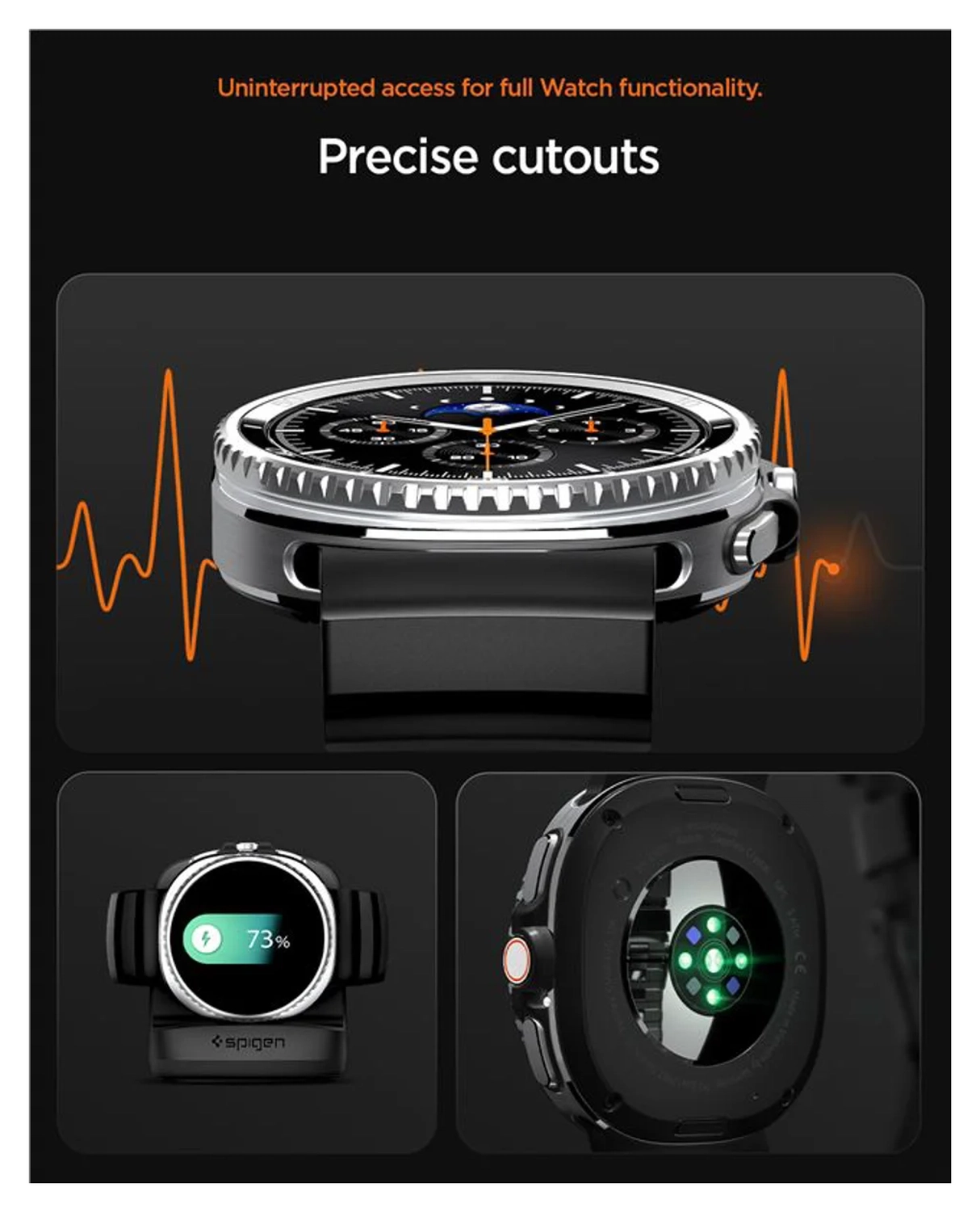 Spigen WBS2 - Samsung Galaxy Watch 8 Siliconen Bandje - Zwart afbeelding 8