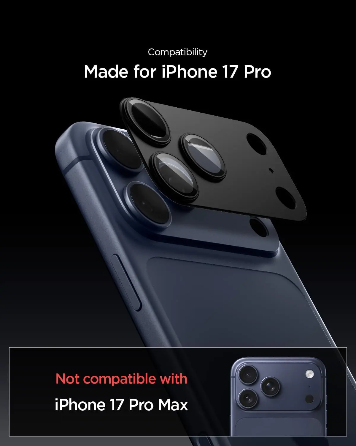 Spigen EZ Fit Optik Pro XL Apple iPhone 17 Pro Camera Protector Zwart afbeelding 9