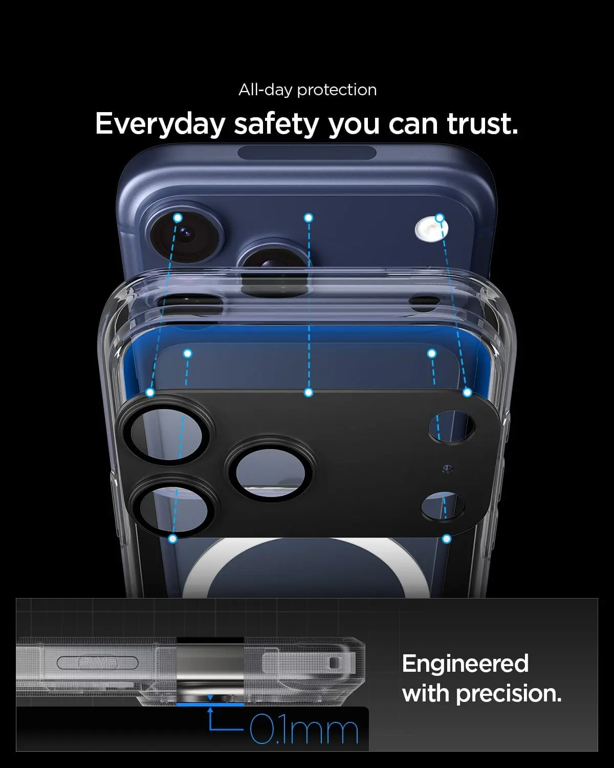 Spigen EZ Fit Optik Pro XL Apple iPhone 17 Pro Camera Protector Zwart afbeelding 3