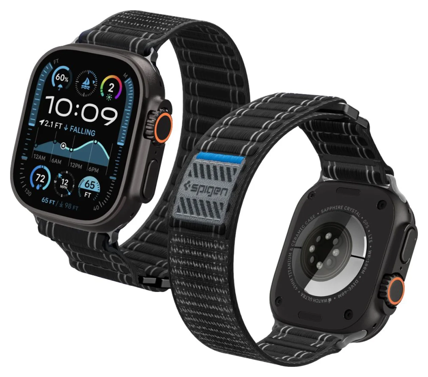 Spigen WBF0 - Apple Watch 1-11/SE/Ultra Bandje - 49/46/45/44/42MM - Zwart afbeelding 1