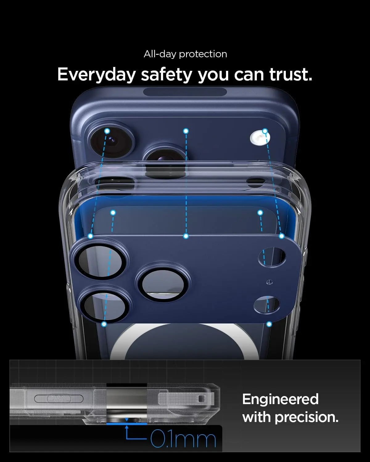 Spigen EZ Fit Optik Pro XL iPhone 17 Pro Max Camera Protector Blauw (1-Pack) afbeelding 3