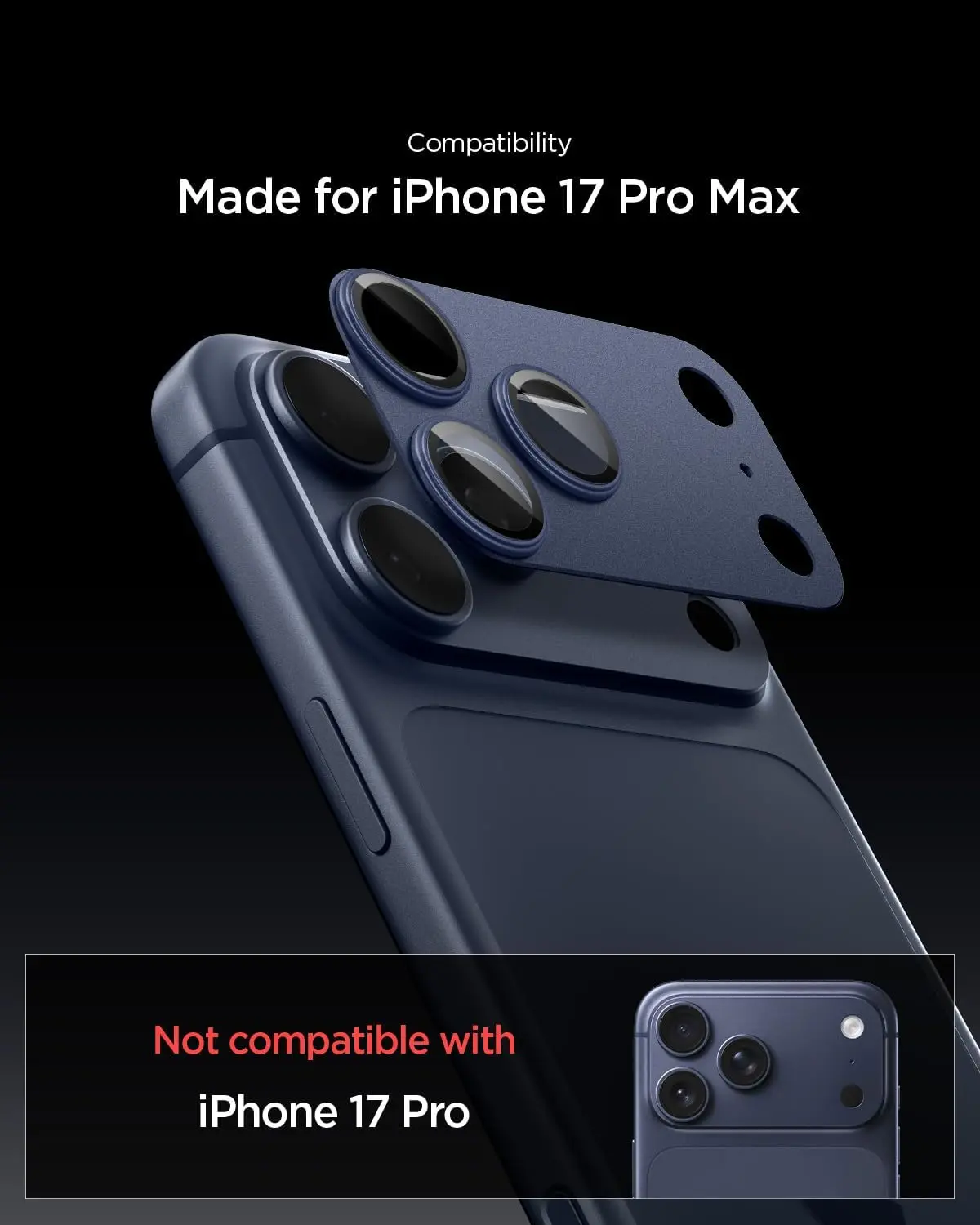 Spigen EZ Fit Optik Pro XL iPhone 17 Pro Max Camera Protector Blauw (1-Pack) afbeelding 8