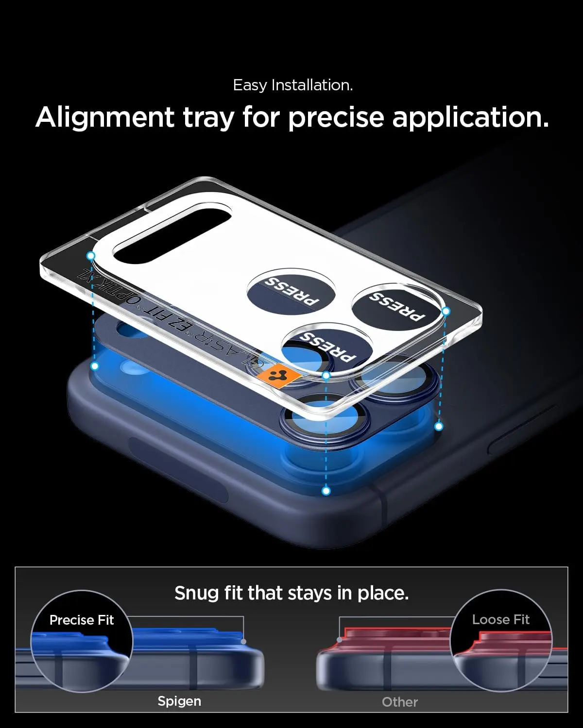 Spigen EZ Fit Optik Pro XL iPhone 17 Pro Max Camera Protector Blauw (1-Pack) afbeelding 4