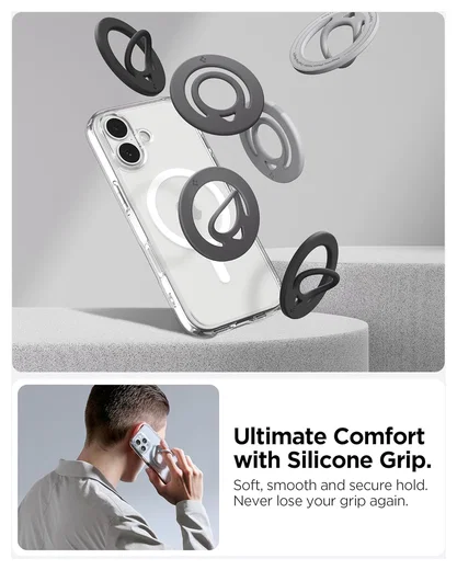 Spigen Dual Pop MagFit MagSafe Ring Houder Telefoon Standaard Siliconen Grijs afbeelding 2