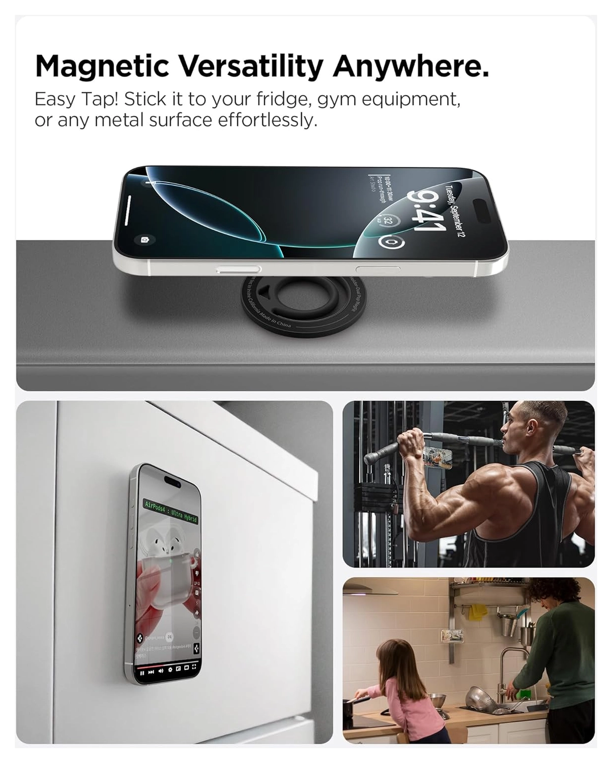 Spigen Dual Pop MagFit MagSafe Ring Houder Telefoon Standaard Siliconen Grijs afbeelding 5
