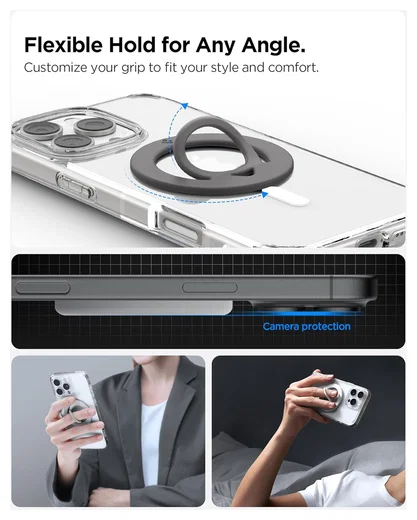 Spigen Dual Pop MagFit MagSafe Ring Houder Telefoon Standaard Siliconen Grijs afbeelding 6
