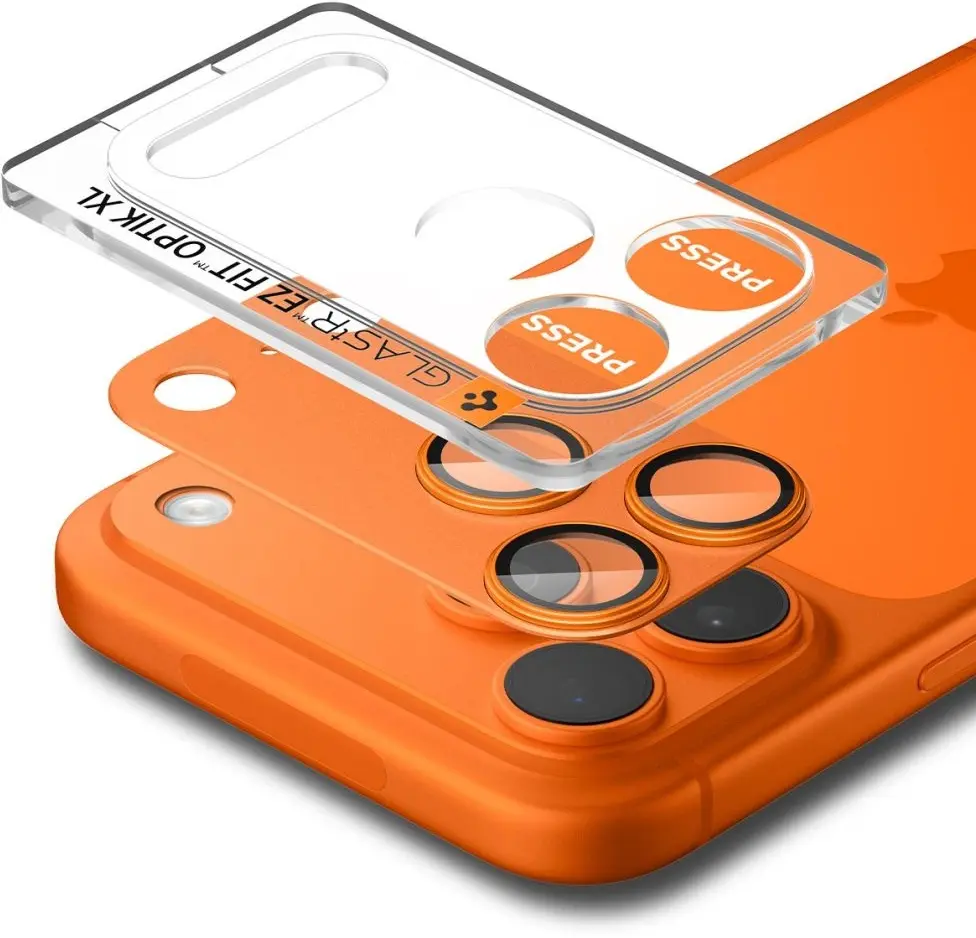 Spigen EZ Fit Optik Pro XL iPhone 17 Pro Camera Lens Protector Oranje (1-Pack) afbeelding 2