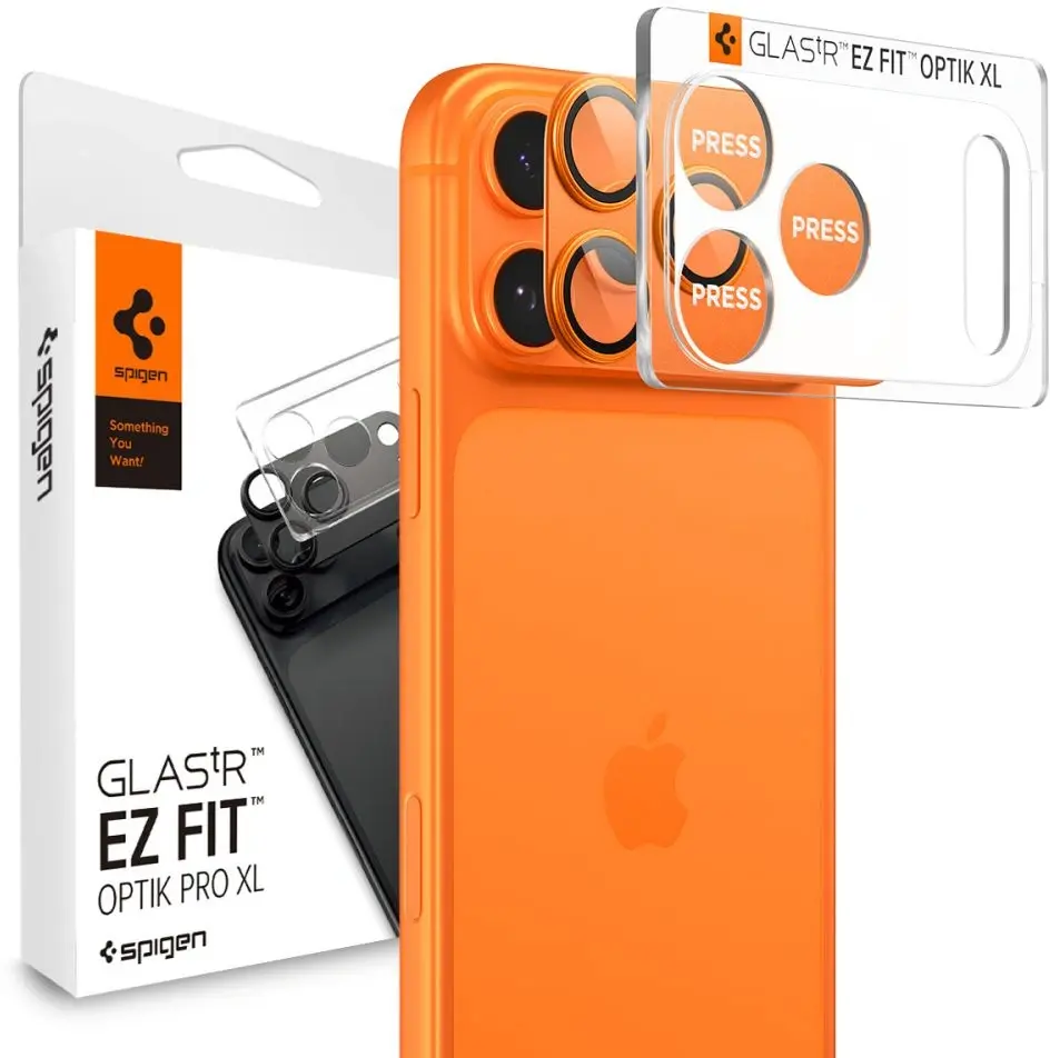 Spigen EZ Fit Optik Pro XL iPhone 17 Pro Camera Lens Protector Oranje (1-Pack) afbeelding 1