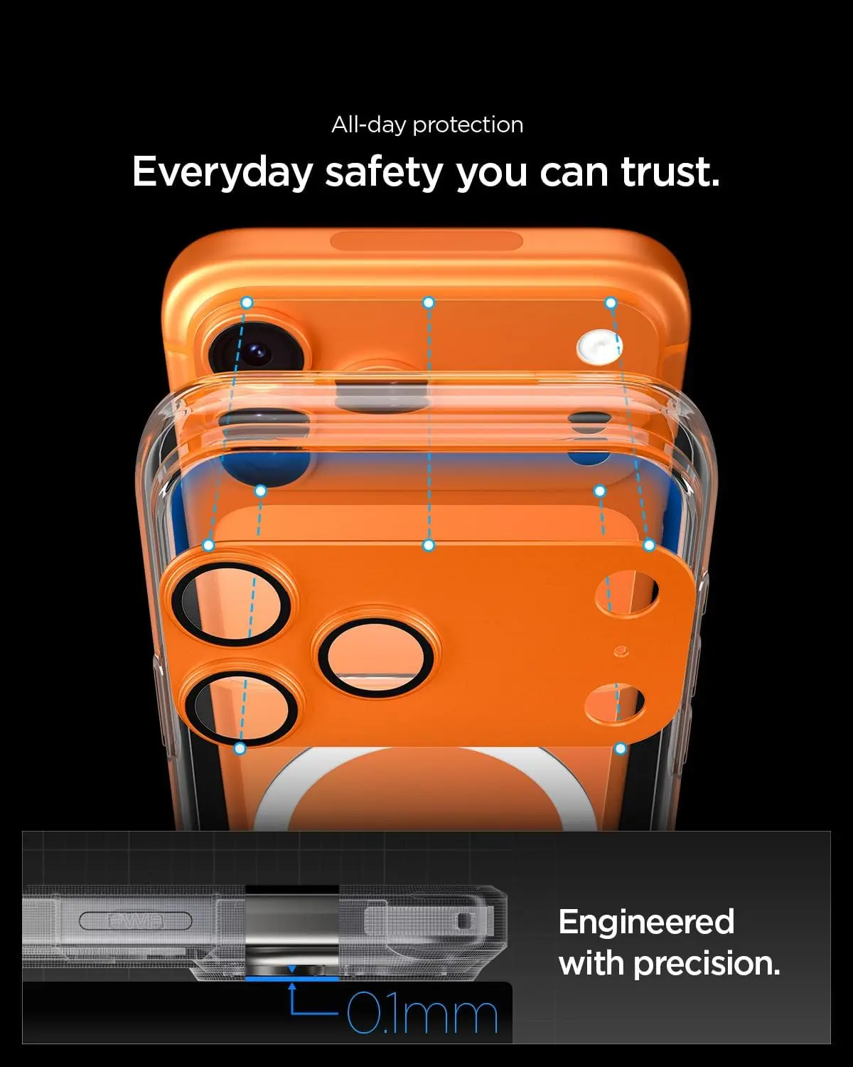 Spigen EZ Fit Optik Pro XL iPhone 17 Pro Camera Lens Protector Oranje (1-Pack) afbeelding 3