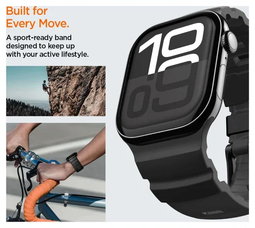 Spigen WBS2 - Apple Watch 1-11/SE/Ultra Bandje - 49/46/45/44/42MM - Zwart afbeelding 3