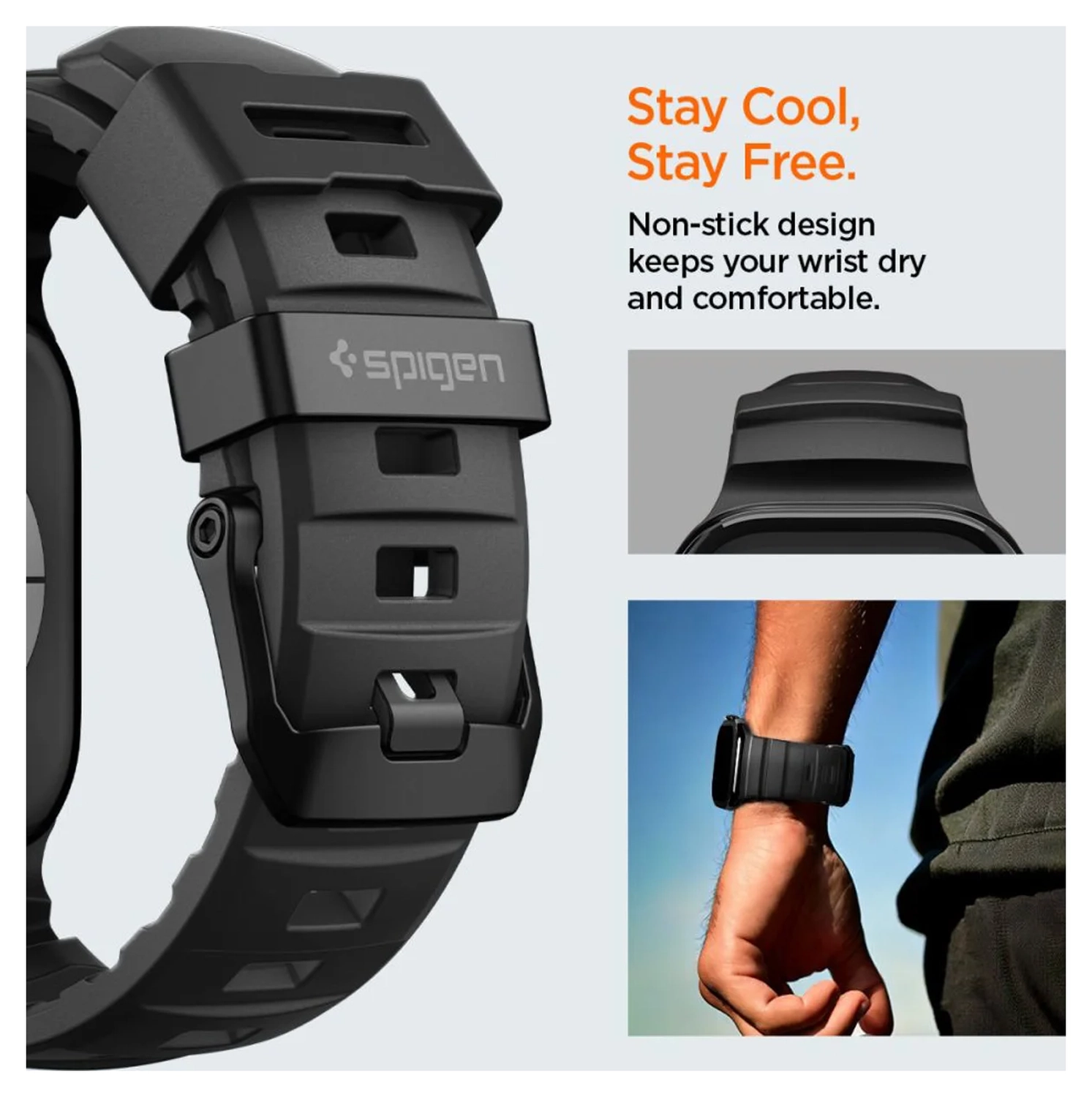 Spigen WBS2 - Apple Watch 1-11/SE/Ultra Bandje - 49/46/45/44/42MM - Zwart afbeelding 6