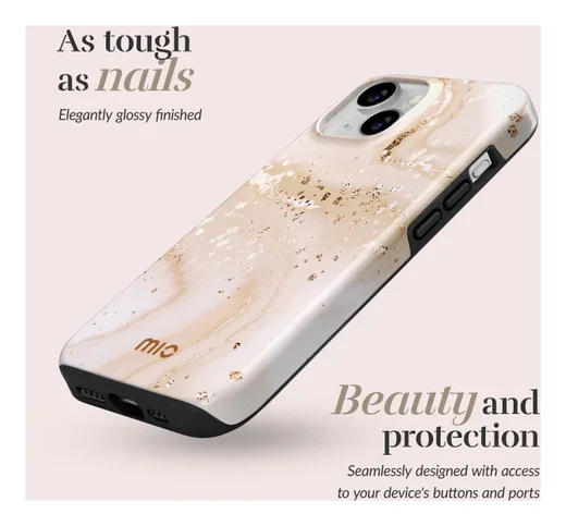 MIO MagSafe iPhone 17 Pro Max Hoesje Hard Shell Back Cover Gold Marble afbeelding 2