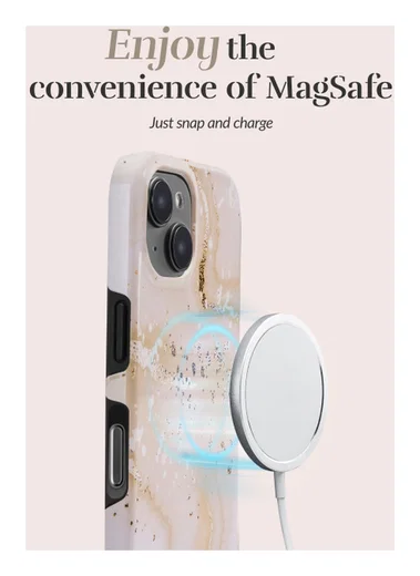 MIO MagSafe iPhone 17 Pro Max Hoesje Hard Shell Back Cover Gold Marble afbeelding 3