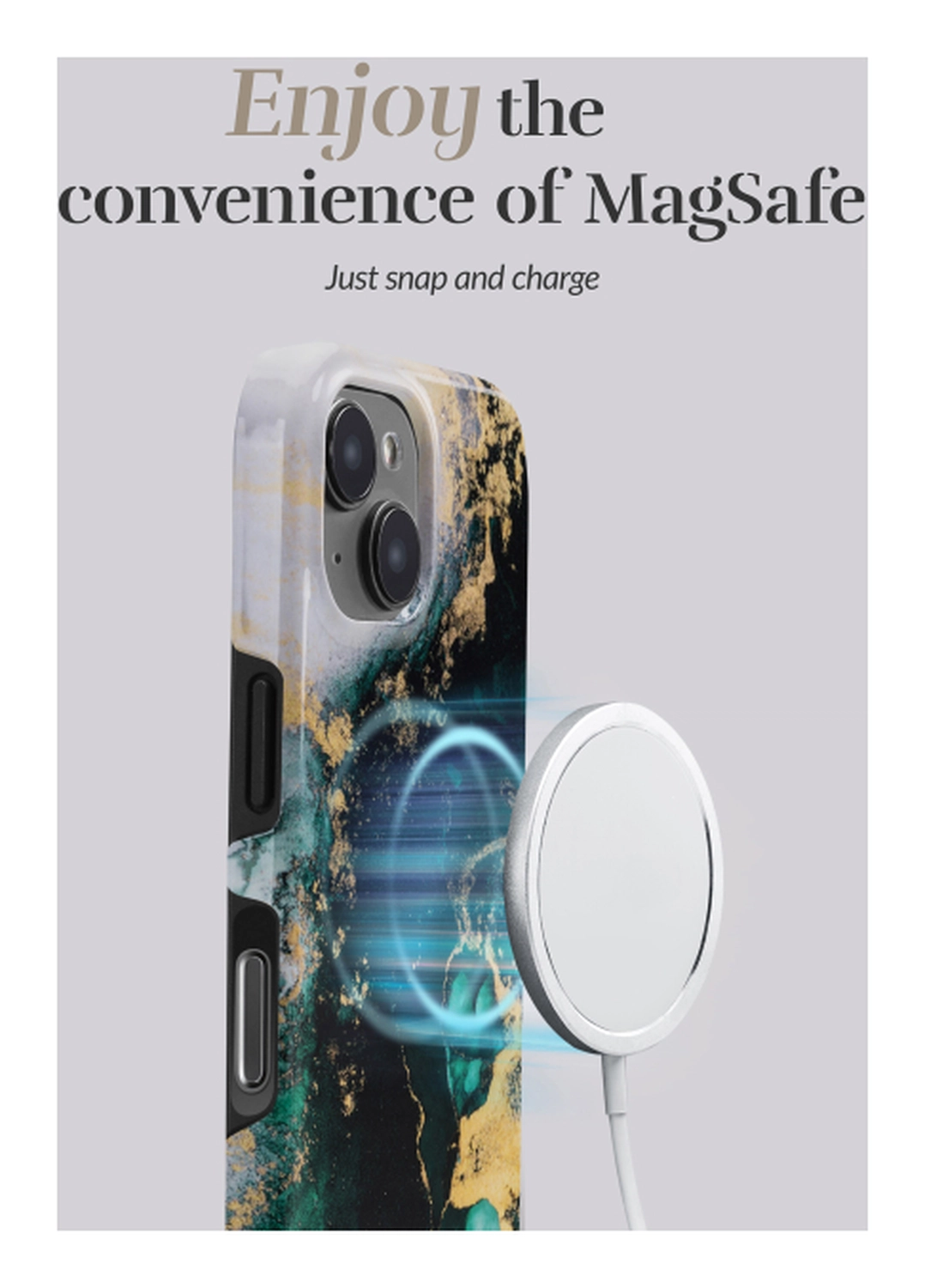 MIO MagSafe iPhone 17 Hoesje Hard Shell Back Cover Green Marble afbeelding 3