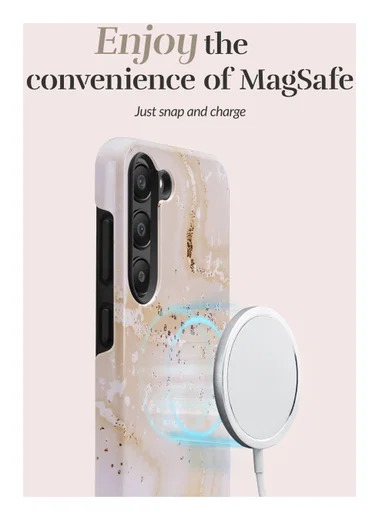 MIO MagSafe Samsung Galaxy S25 FE Hoesje Hard Shell Back Cover Gold Marble afbeelding 3