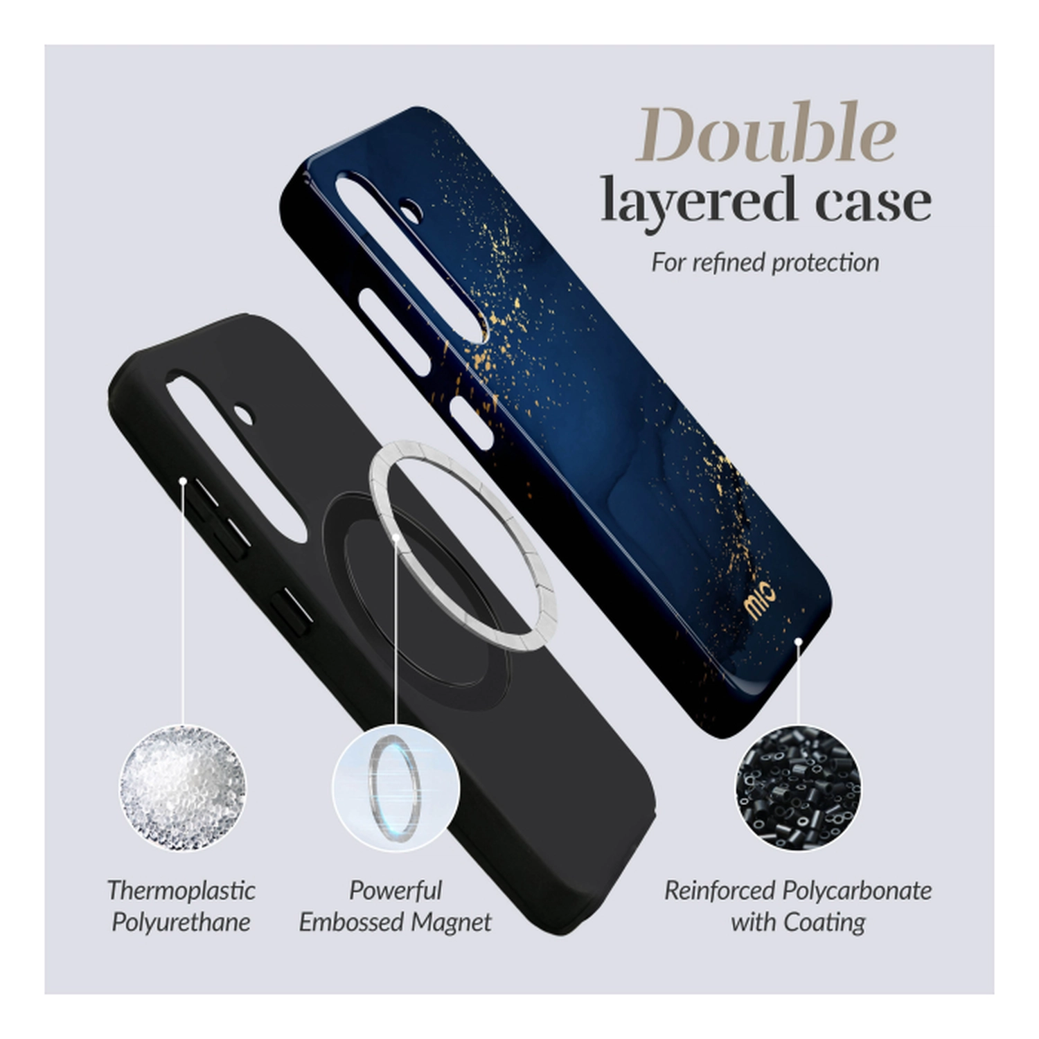 MIO MagSafe Samsung Galaxy A17 Hoesje Hard Shell Back Cover Midnight Sparkle afbeelding 5