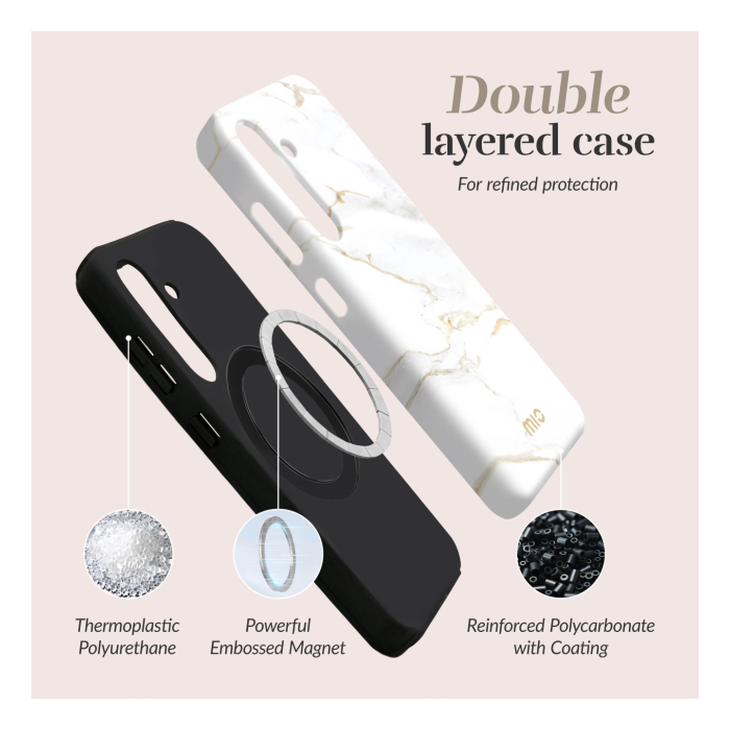 MIO MagSafe Samsung Galaxy A17 Hoesje Hard Shell Back Cover White Marble afbeelding 5