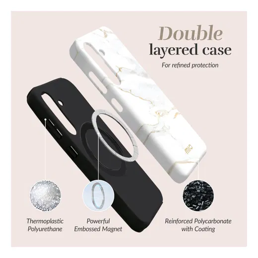 MIO MagSafe Samsung Galaxy A17 Hoesje Hard Shell Back Cover White Marble afbeelding 5