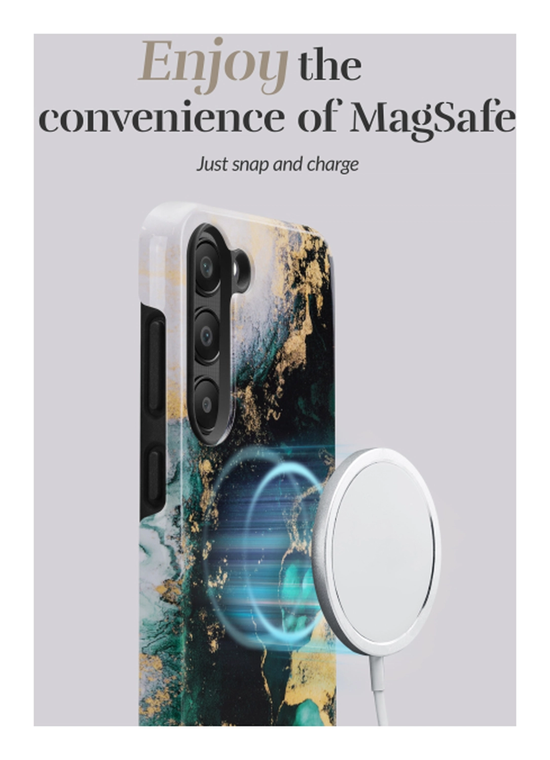 MIO MagSafe Samsung Galaxy A17 Hoesje Hard Shell Back Cover Green Marble afbeelding 3