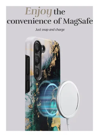 MIO MagSafe Samsung Galaxy A17 Hoesje Hard Shell Back Cover Green Marble afbeelding 3