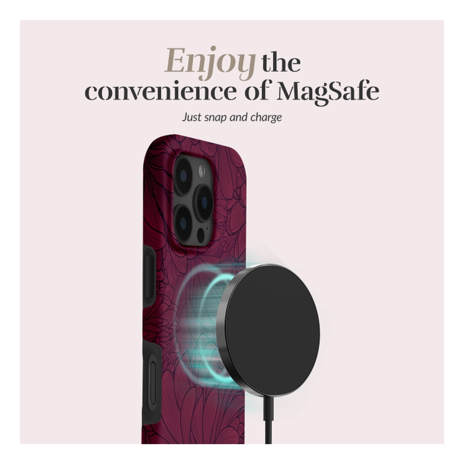 MIO MagSafe iPhone 17 Hoesje Hard Shell Back Cover Berry Blooms afbeelding 3