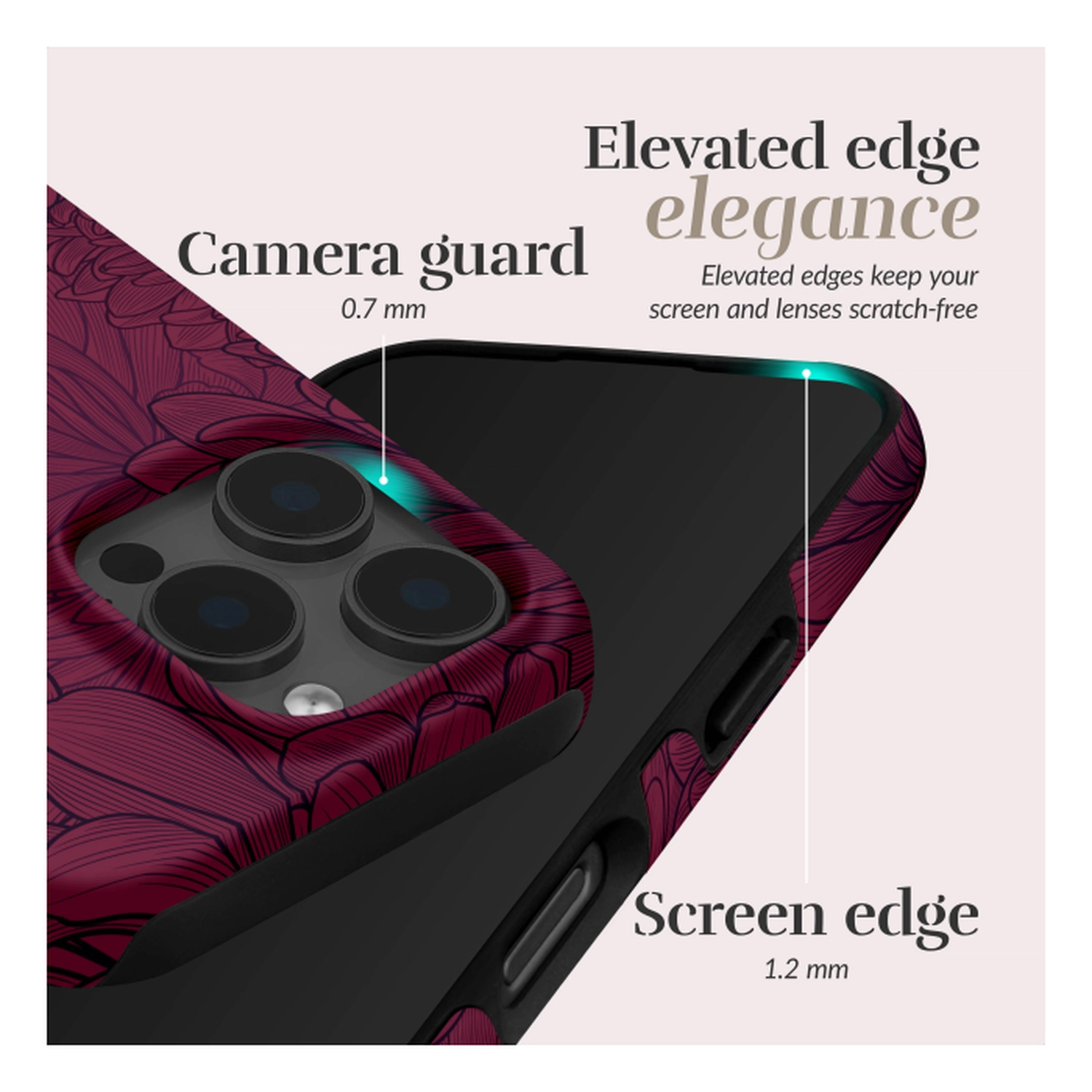 MIO MagSafe iPhone 17 Pro Hoesje Hard Shell Back Cover Berry Blooms afbeelding 5