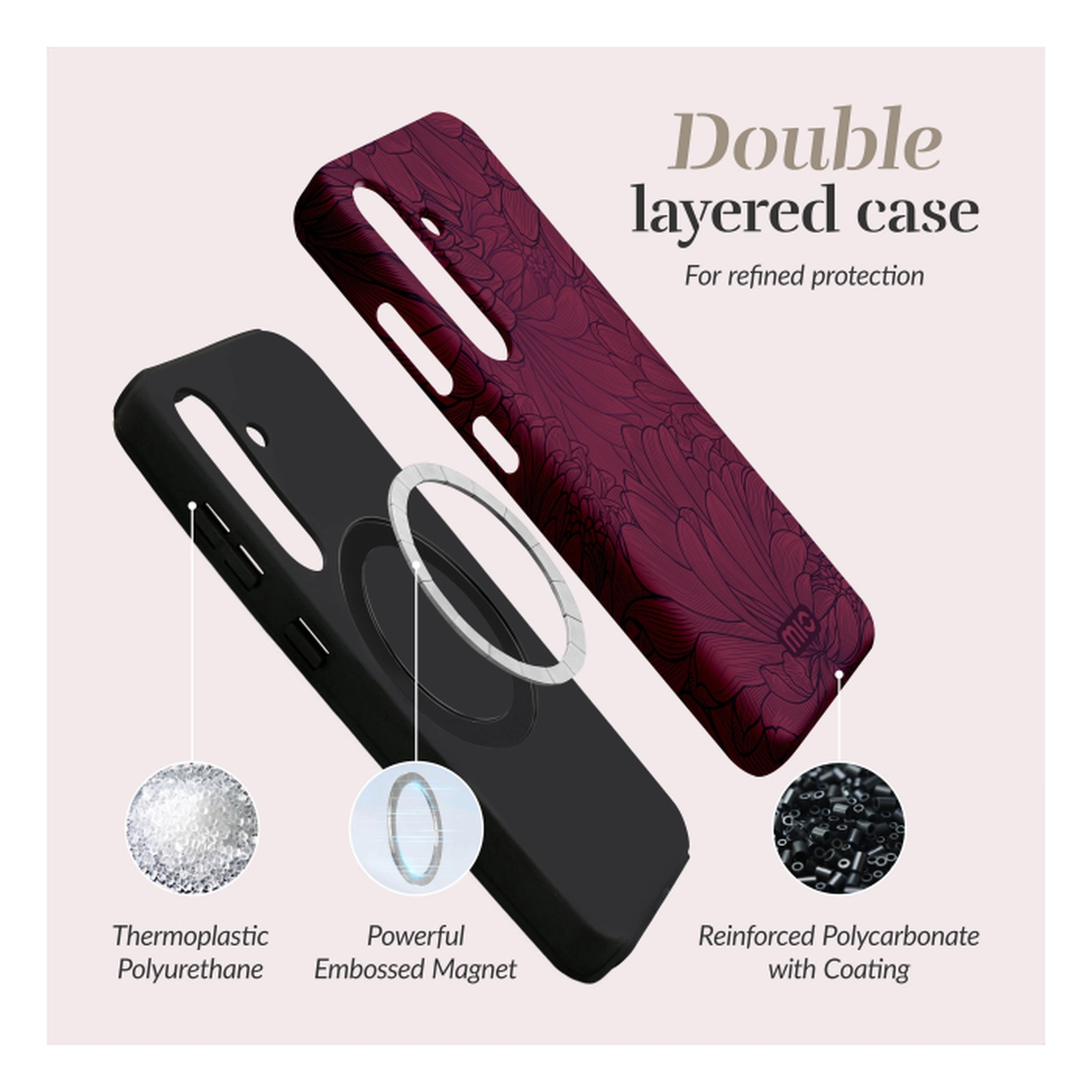 MIO MagSafe Samsung Galaxy A17 Hoesje Hard Shell Back Cover Berry Blooms afbeelding 5