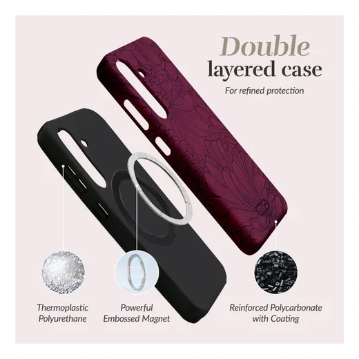 MIO MagSafe Samsung Galaxy S25 FE Hoesje Hard Shell Back Cover Berry Blooms afbeelding 5