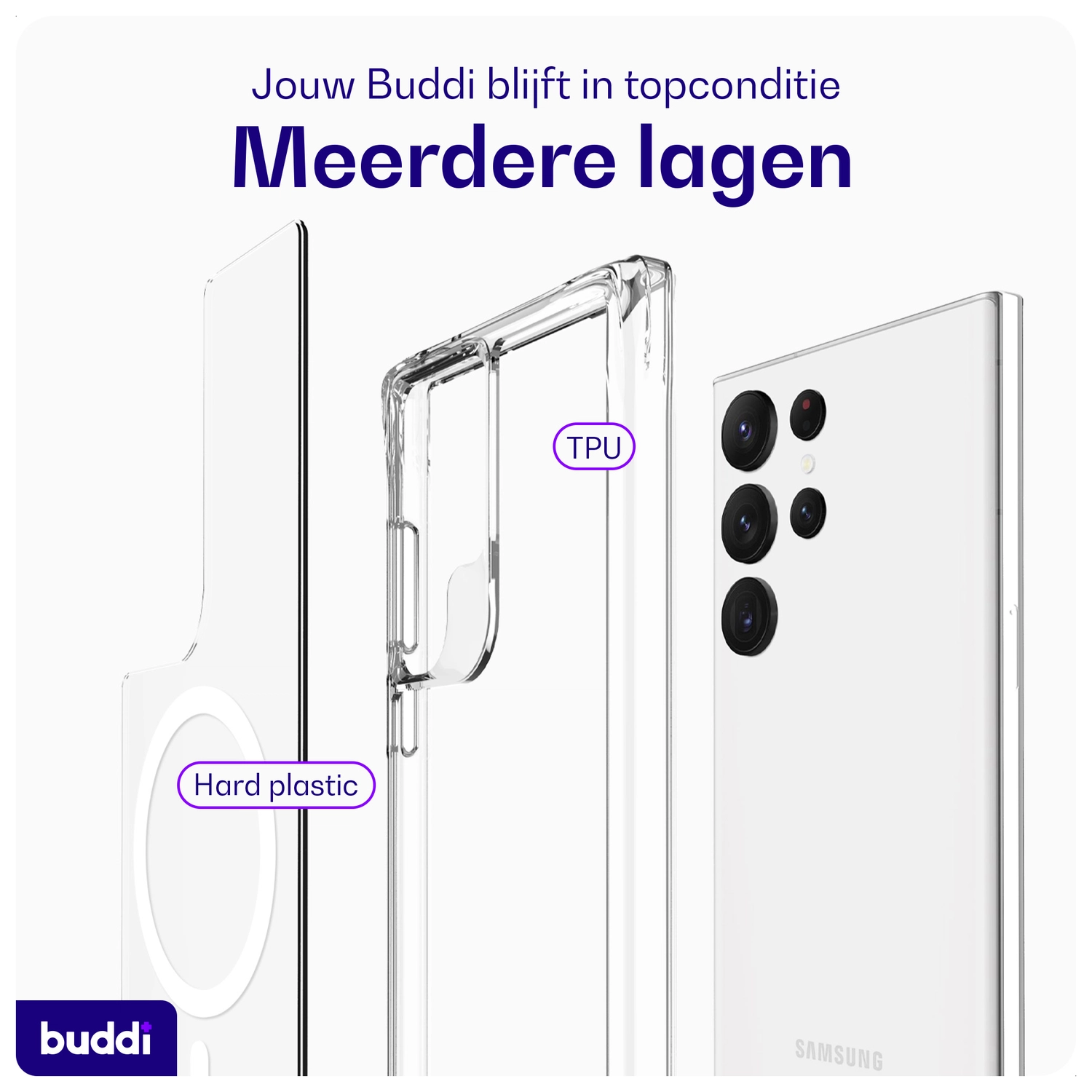 Buddi Core Samsung Galaxy S23 Ultra Hoesje MagSafe Back Cover Transparant afbeelding 7