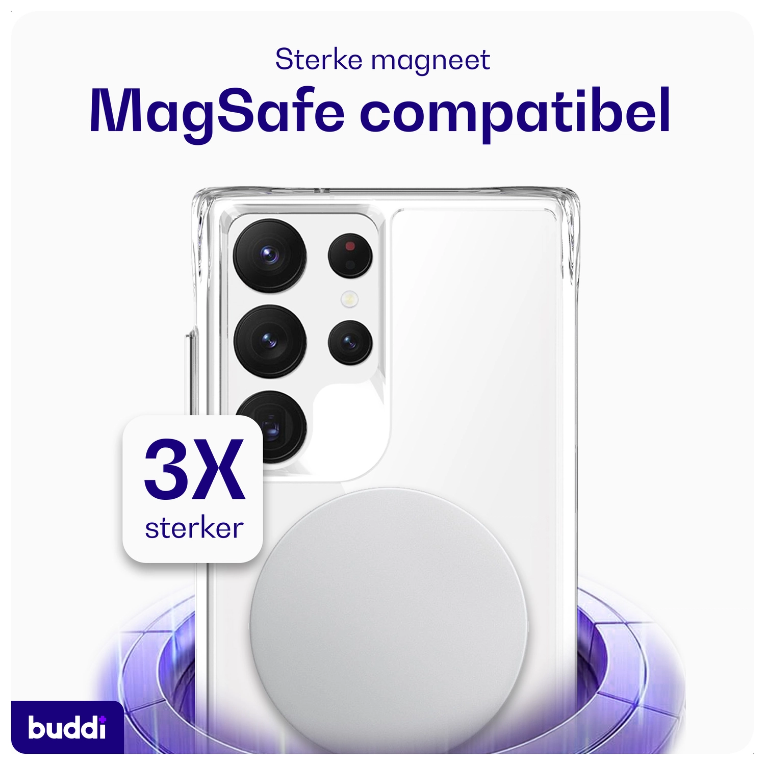 Buddi Core Samsung Galaxy S23 Ultra Hoesje MagSafe Back Cover Transparant afbeelding 3