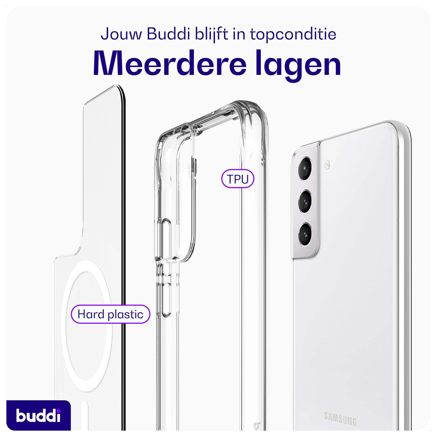Buddi Core Samsung Galaxy S22 Hoesje MagSafe Back Cover Transparant afbeelding 7