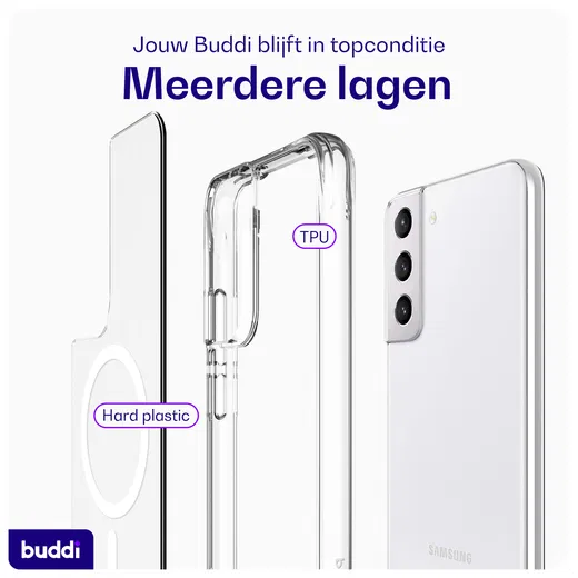 Buddi Core Samsung Galaxy S22 Hoesje MagSafe Back Cover Transparant afbeelding 7