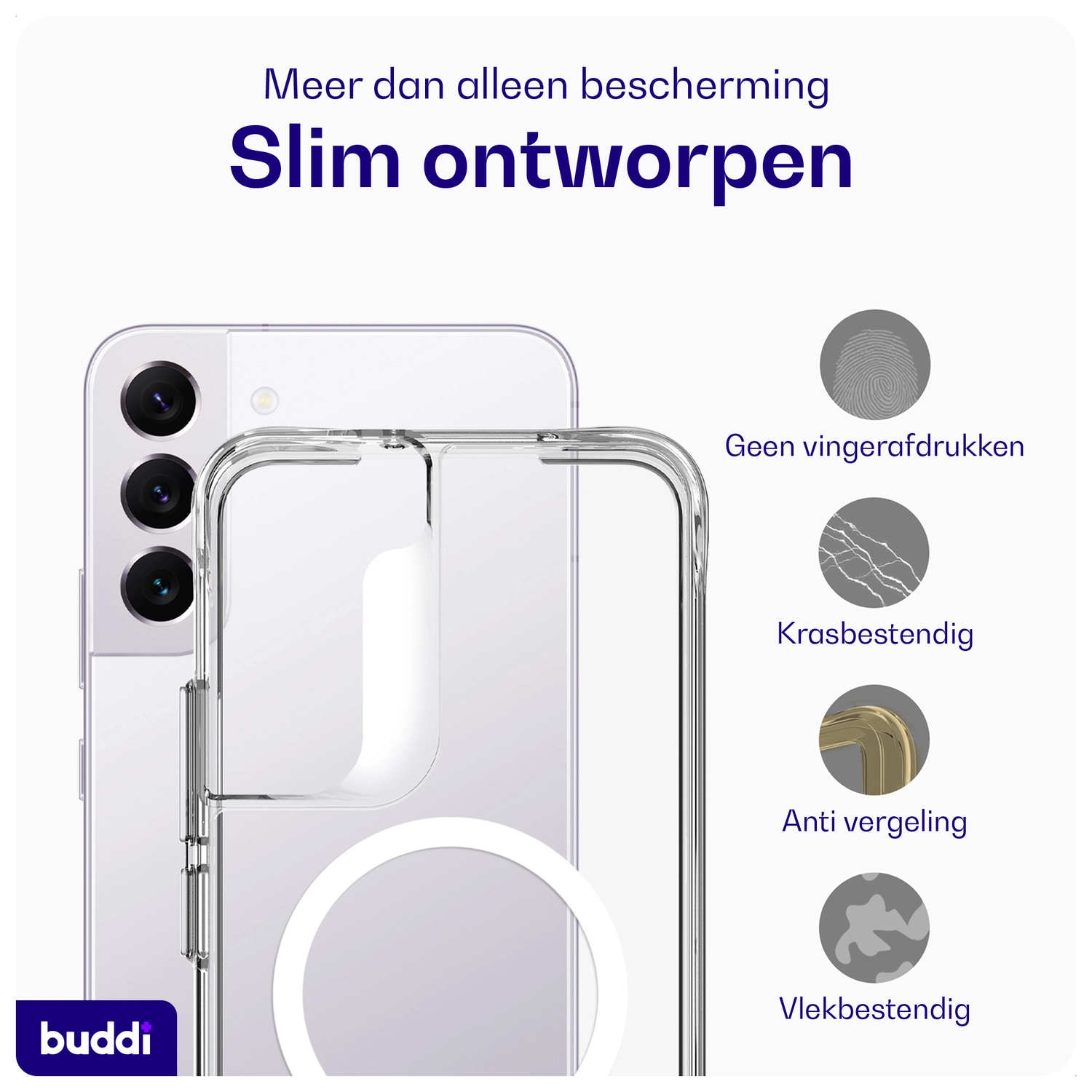 Buddi Core Samsung Galaxy S22 Hoesje MagSafe Back Cover Transparant afbeelding 6