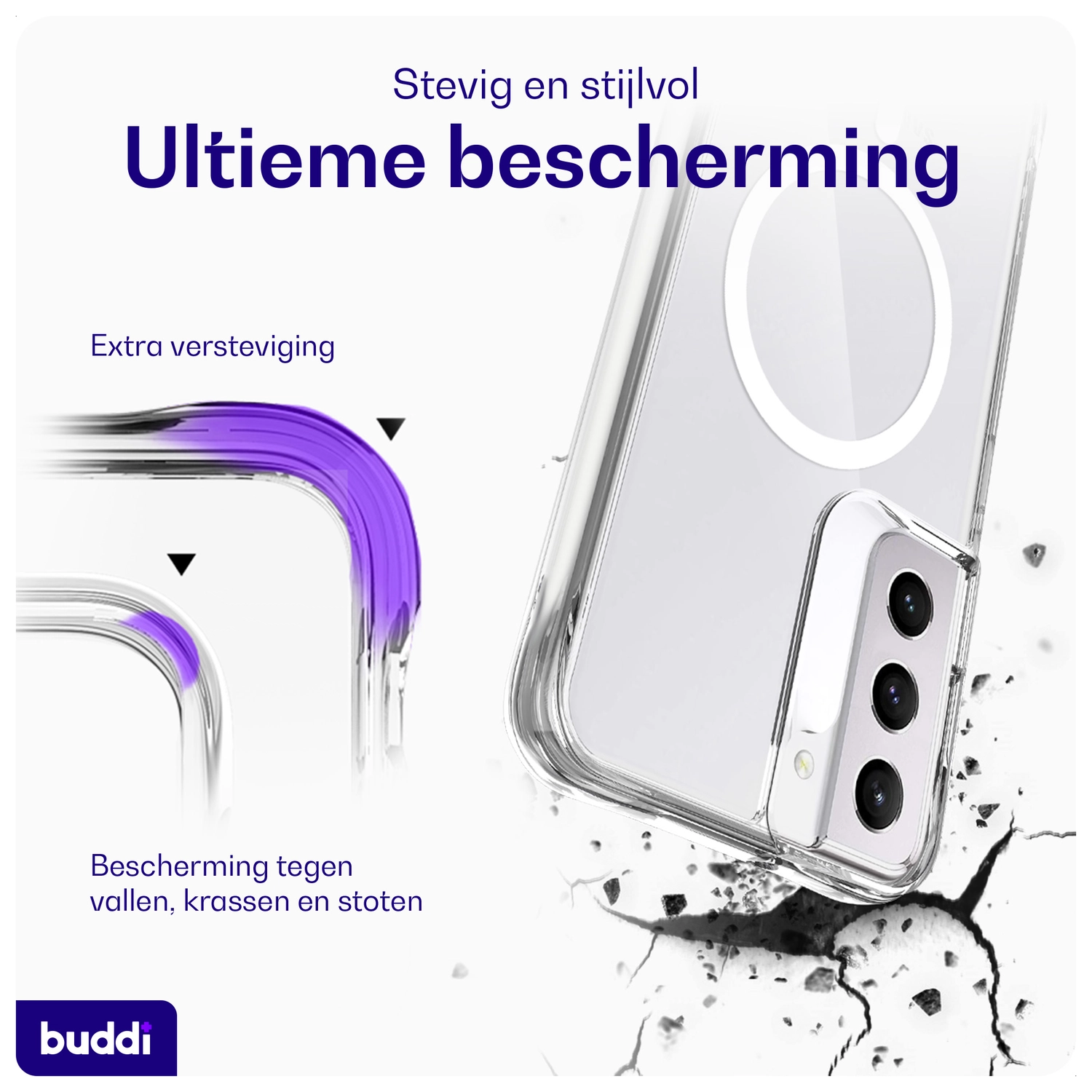 Buddi Core Samsung Galaxy S22 Plus Hoesje MagSafe Back Cover Transparant afbeelding 2
