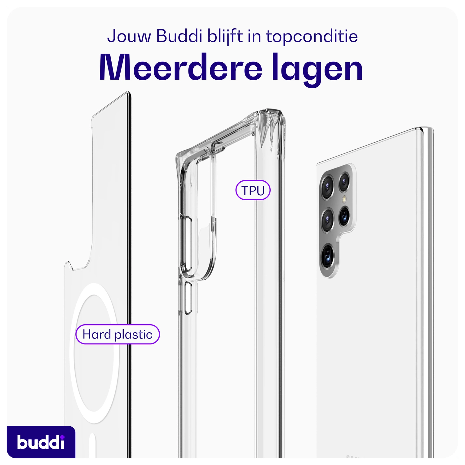 Buddi Core Samsung Galaxy S22 Ultra Hoesje MagSafe Back Cover Transparant afbeelding 7