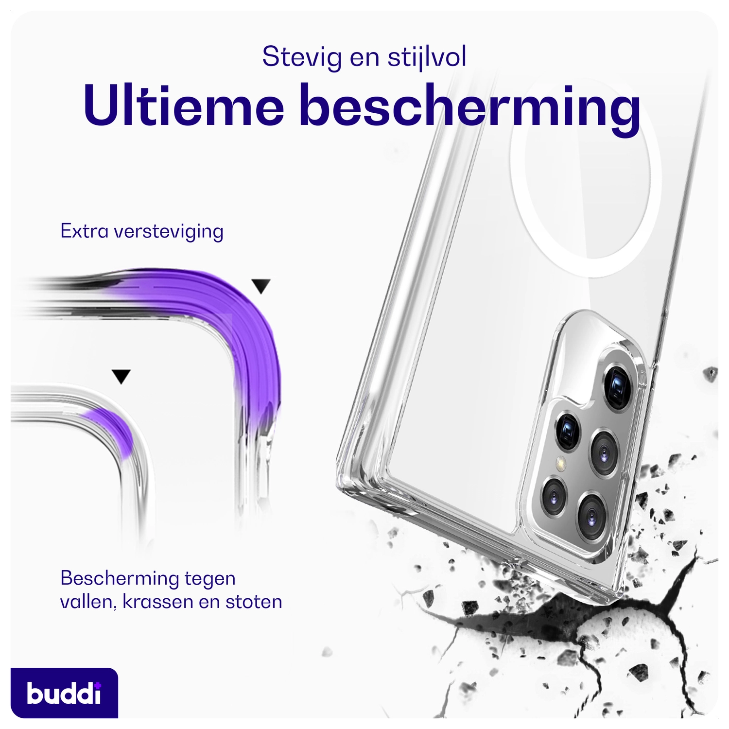 Buddi Core Samsung Galaxy S22 Ultra Hoesje MagSafe Back Cover Transparant afbeelding 2